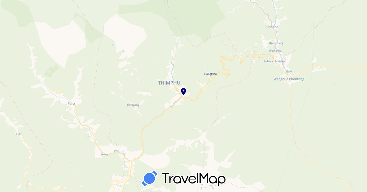 TravelMap itinerary: driving in Bhutan (Asia)